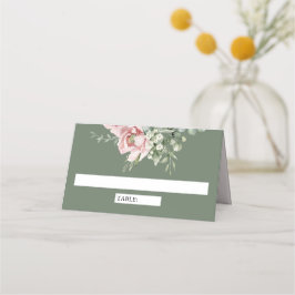 Tarjeta De Asiento Blush Pink Floral Eucalyptus Sage Green Wedding