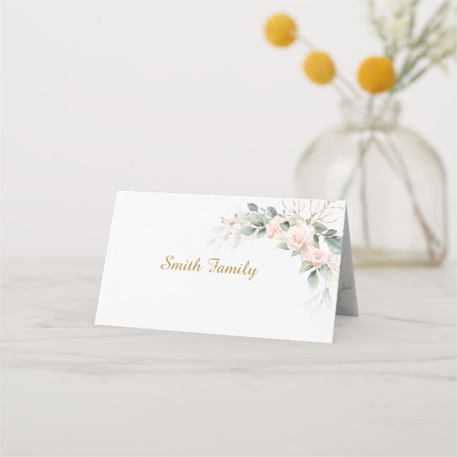 Tarjeta De Asiento BlushFloralWedding-Place Holder Family (Anverso)