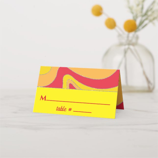 Tarjeta De Asiento BM Bar and Bat Mitzvah Jazzy Swirls Place Cards (Anverso)