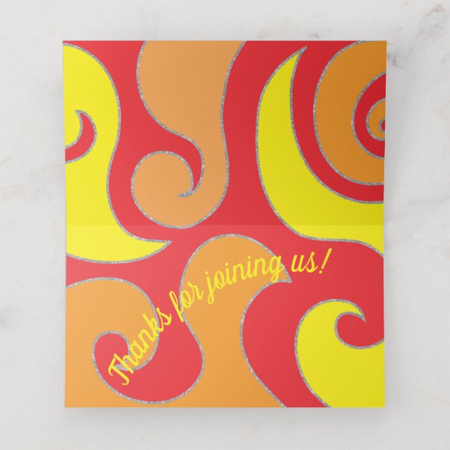 Tarjeta De Asiento BM Bar and Bat Mitzvah Purpurina Swirls Place Card (Interior desplegado)