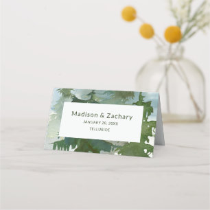 Tarjeta De Asiento Boda acuarela bosque montañoso rústico