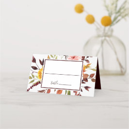Tarjeta De Asiento Boda acuarela de jardín de otoño Borgoña
