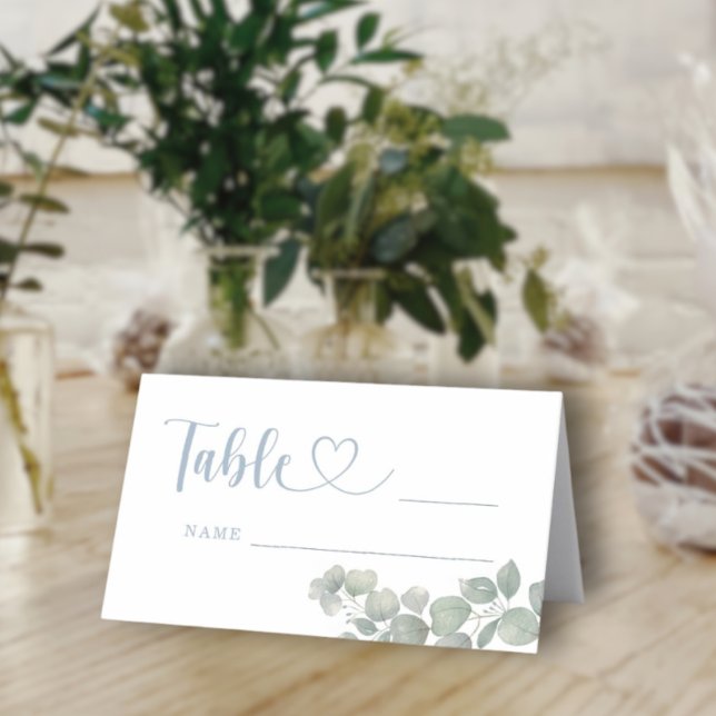 Tarjeta De Asiento Boda acuarela eucalipto azul polvoriento (Subido por el creador)