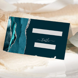 Tarjeta De Asiento Boda ágata azul turquesa elegante