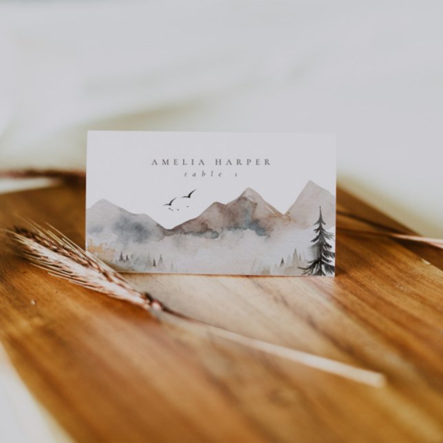Tarjeta De Asiento Boda al aire libre de la montaña acuarela (Subido por el creador)