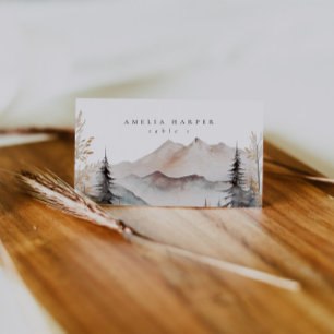 Tarjeta De Asiento Boda al aire libre de Watercolor Mountain Fall