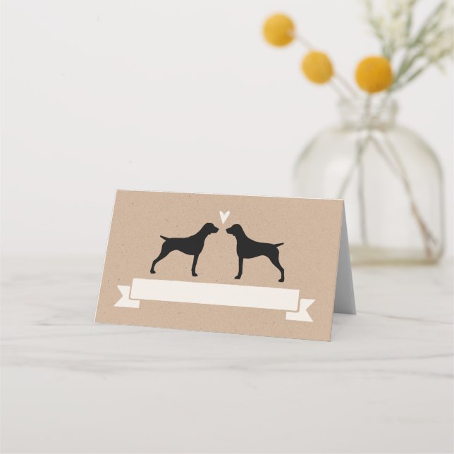Tarjeta De Asiento Boda alemán de siluetas punteras (Anverso)