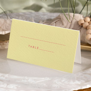 Tarjeta De Asiento Boda amarillo Minimalista cítrico doblado