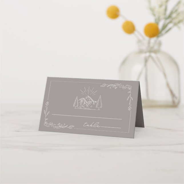 Tarjeta De Asiento Boda Amethyst de las Montañas Rústicas (Anverso)