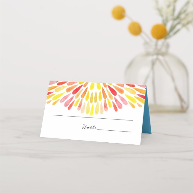 Tarjeta De Asiento Boda arcoiris acuarela (Anverso)