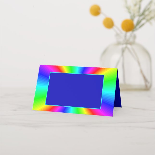 Tarjeta De Asiento Boda arcoiris brillante y brillante (Anverso)