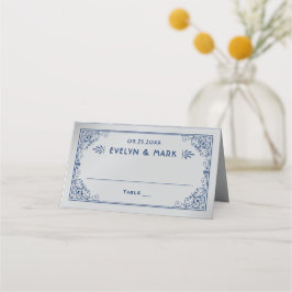 Tarjeta De Asiento Boda Art Deco de Plata de la Marina Vintage