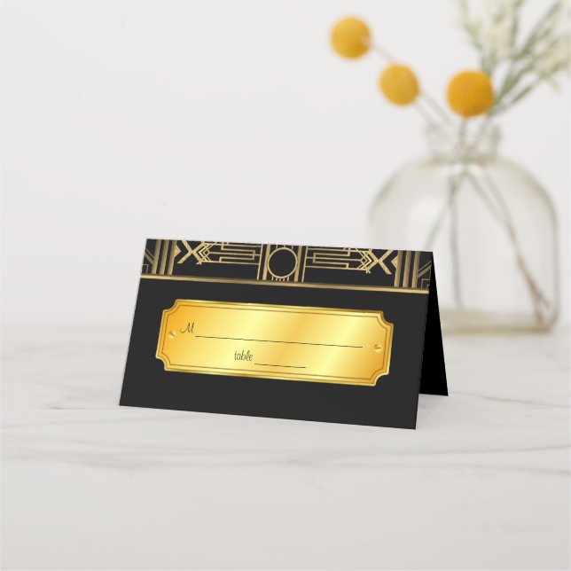 Tarjeta De Asiento Boda Art Deco Gatsby (Anverso)