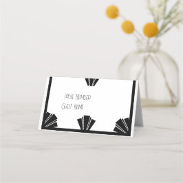 Tarjeta De Asiento Boda Art Deco Negro Y Blanco