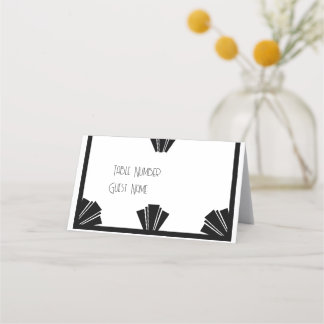 Tarjeta De Asiento Boda Art Deco Negro Y Blanco