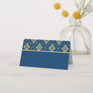 Tarjeta De Asiento Boda Art Déco Vintage de Oro y Azul Marino Oscuro