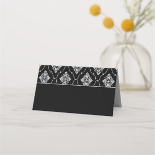 Tarjeta De Asiento Boda Art Déco Vintage en Negro y Plata