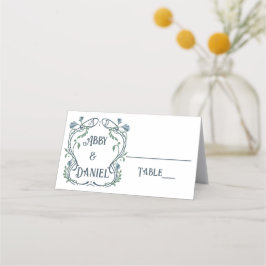 Tarjeta De Asiento Boda Art Nouveau azul-verde