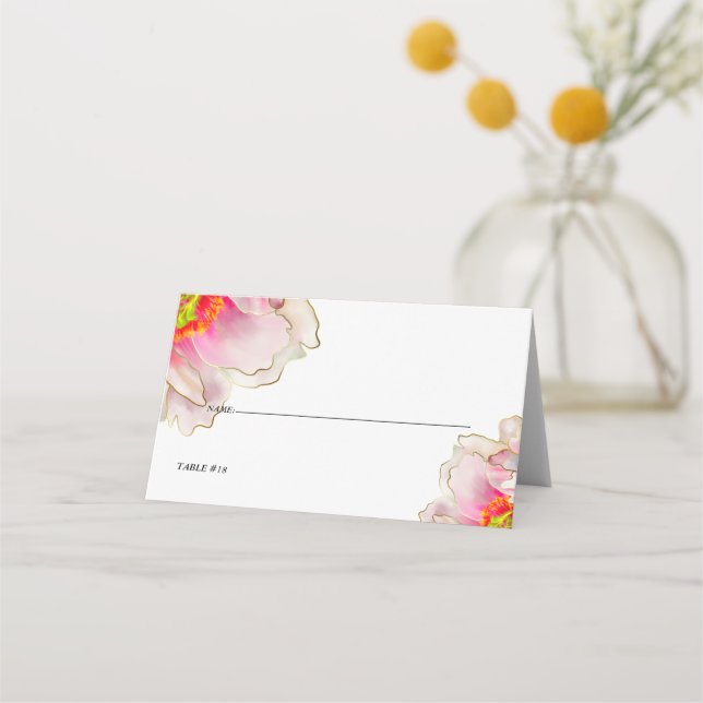 Tarjeta De Asiento Boda | Audaz Y Hermosa Peony Scarlet (Anverso)