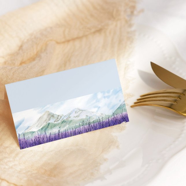Tarjeta De Asiento Boda azul claro de lavanda de montaña (Wedding Table Place Card from my Mountain Lavender Wedding Collection)