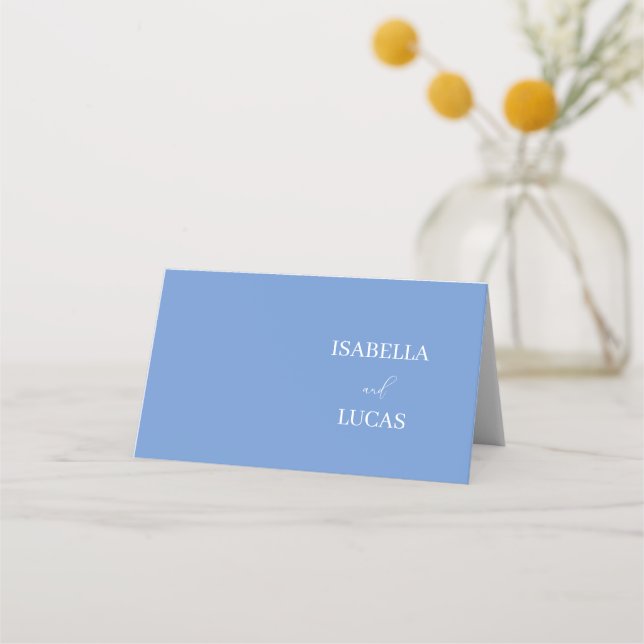 Tarjeta De Asiento Boda azul de Cornflower (Anverso)