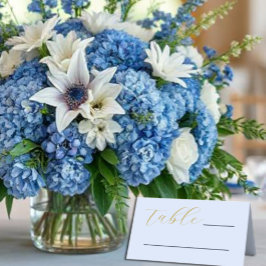 Tarjeta De Asiento Boda azul opulento