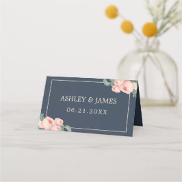 Tarjeta De Asiento Boda azul oscuro rosa rosa rosa rosado de moda