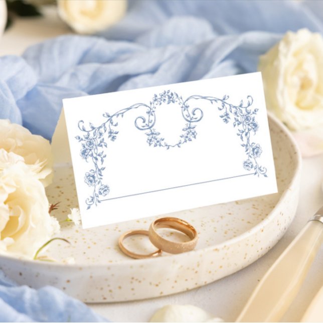 Tarjeta De Asiento Boda azul oxidado y floral de Grace (Subido por el creador)