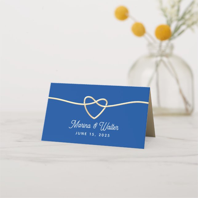 Tarjeta De Asiento Boda azul real (Reverso)