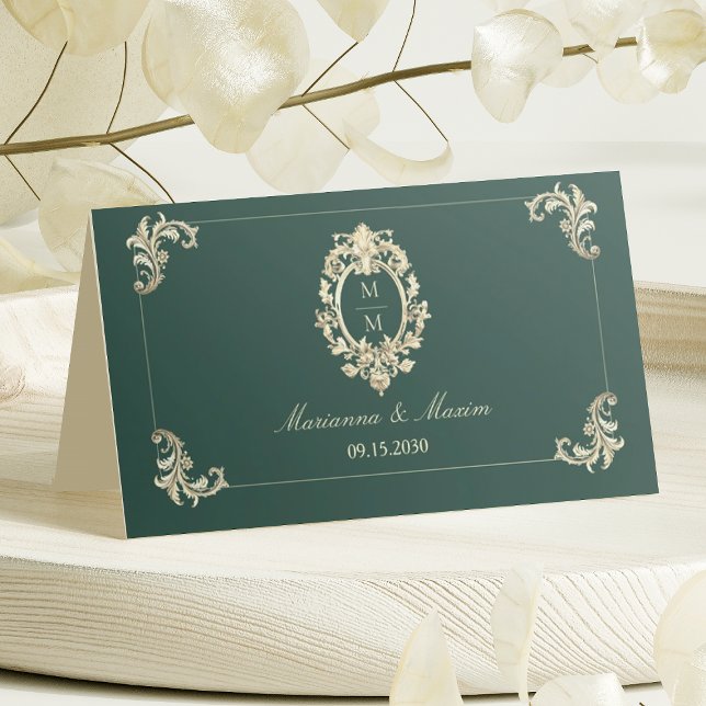 Tarjeta De Asiento Boda Barroca Verde Esmeralda (Subido por el creador)
