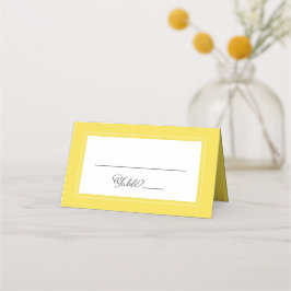 Tarjeta De Asiento Boda Blanca Amarilla Elegante Chic Borde Moderno