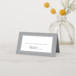 Tarjeta De Asiento Boda Blanca Gris Elegante Chic Moderno Borde