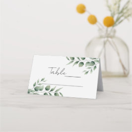 Tarjeta De Asiento Boda Blanca Moderna con Vegetación Mínima