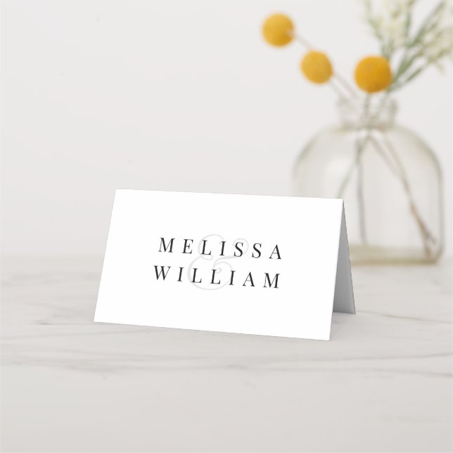 Tarjeta De Asiento Boda blanco elegante (Reverso)