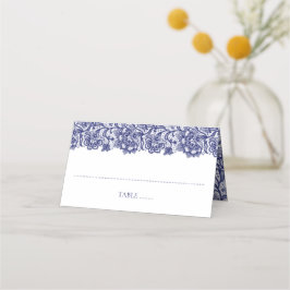 Tarjeta De Asiento Boda blanco elegante de la corona azul de la marin