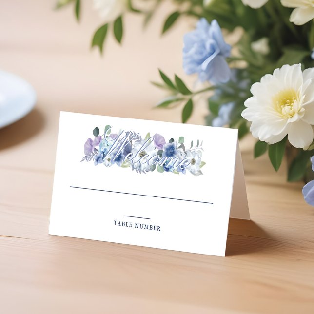 Tarjeta De Asiento Boda blanco floral de la Torre Eiffel de París (Paris Eiffel Tower Watercolor Floral White Wedding Place Card)