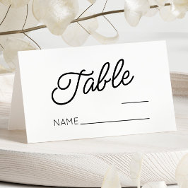 Tarjeta De Asiento Boda blanco negro Minimalista moderno mínimo