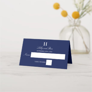Tarjeta De Asiento Boda blanco y naval de moda