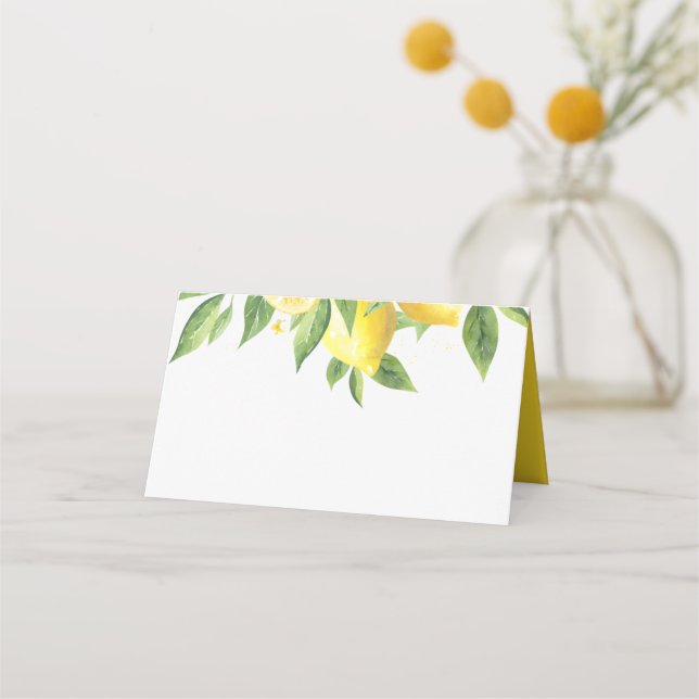 Tarjeta De Asiento Boda Blank Lemon Watercolor (Anverso)