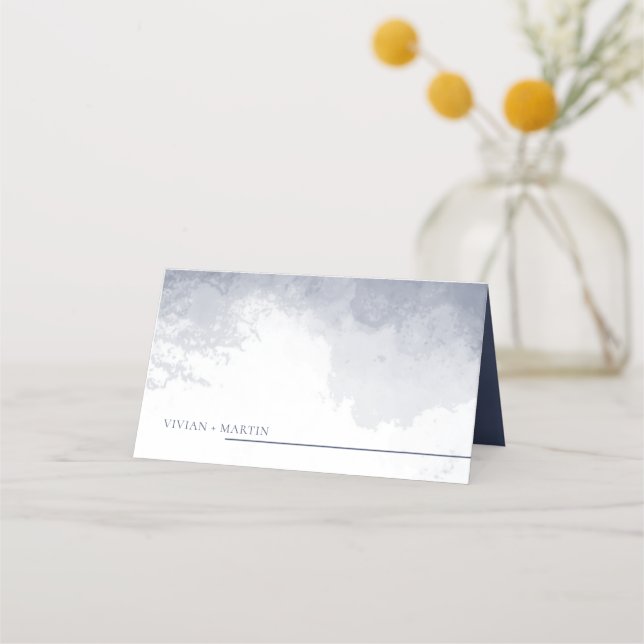 Tarjeta De Asiento Boda Boda de humo azul de la marina clásica (Reverso)