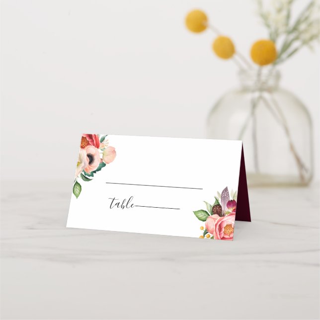 Tarjeta De Asiento Boda bohemio de Blooms (Anverso)