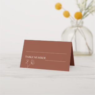 Tarjeta De Asiento Boda Boho Floral de Algodón Terracota y Marfil