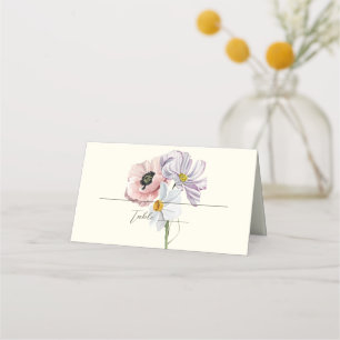 Tarjeta De Asiento Boda bordeado por la flor morada y crema