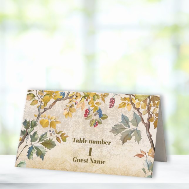 Tarjeta De Asiento Boda Botánica de Flor Silvestre de Otoño Boho (Subido por el creador)