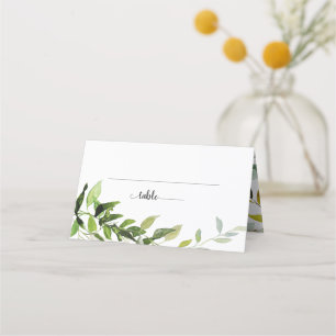 Tarjeta De Asiento Boda Botánica de Vegetación Acuarela Elegante
