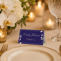 Boda Botánica Elegante de Azul Marino y Oro