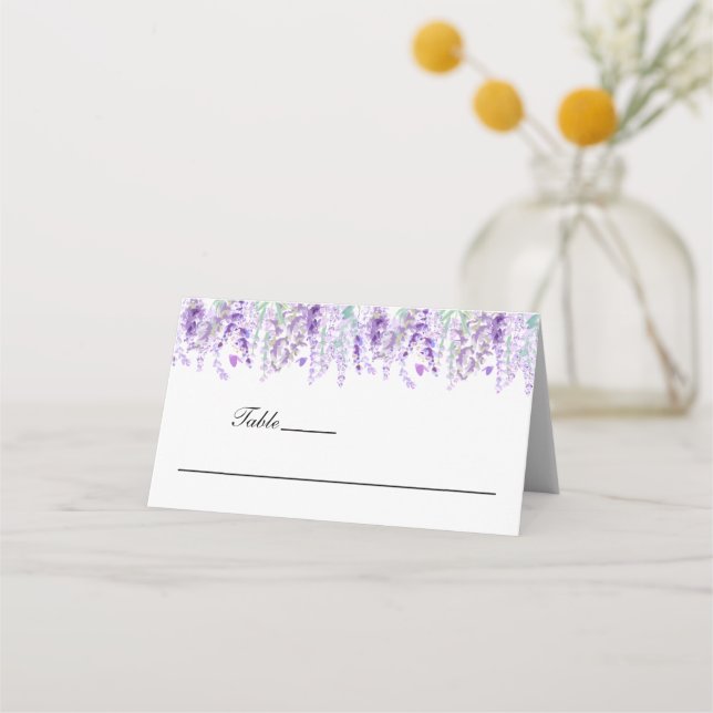 Tarjeta De Asiento Boda Botánica Elegante De Lavanda Floral (Anverso)