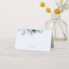 Tarjeta De Asiento Boda Botánica Personalizada Azul Polvoriento
