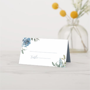 Tarjeta De Asiento Boda Botánico Azul Dusty