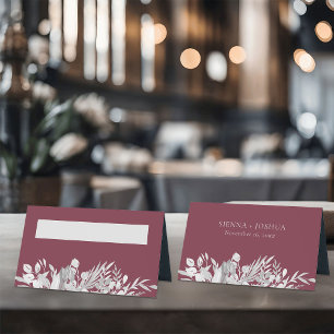 Tarjeta De Asiento Boda botánico Borgoña Gris personalizado